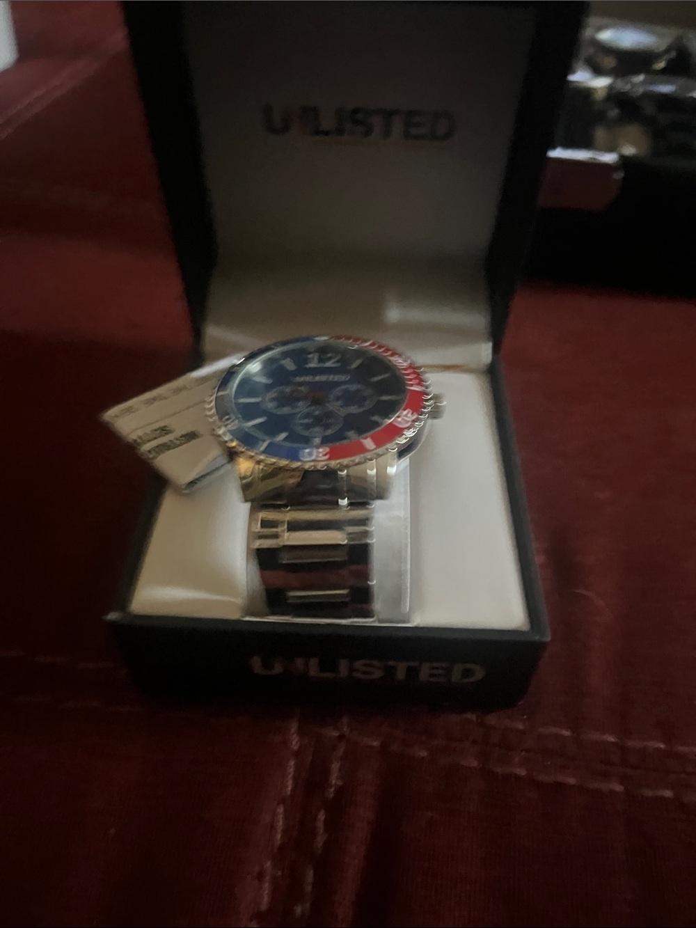 Unlisted Blue and Red Sport Stainless Steel Bracelet Watch